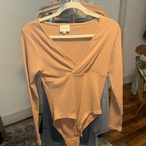 1.4.3. Story by Line Up Peach Ribbed Bodysuit